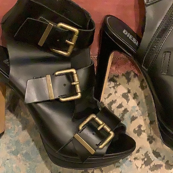 Diesel Melrose Riley Platform Heel Black Leather - Picture 4 of 7